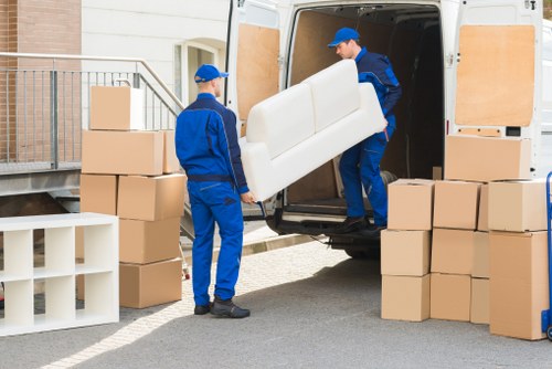 Commercial moving crew managing access in a Haringey street