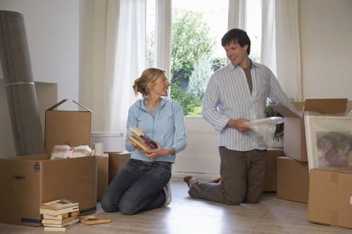 Packed boxes and furniture ready for local storage in Haringey